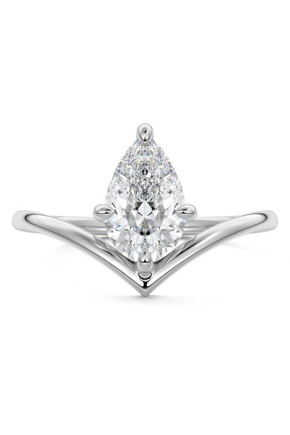 2.1Ct Pear Cut Moissanite Ring - 14K Gold Plated RIng For Women - Engagement Wedding Halo Ring For Women's - Solitaire Waved Engagement Ring - Solo Stone Moissanite Jewellery