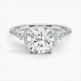 thumbnail image 1 of Sprico Jewel Stamped 14K White Gold Plated Birthday Gift Ring - 2.1 Ct Cushion Cut Moissanite Wedding Anniversary Ring - Simple Solitaire With Accents Engagement Wedding Ring for Her, 1 of 2
