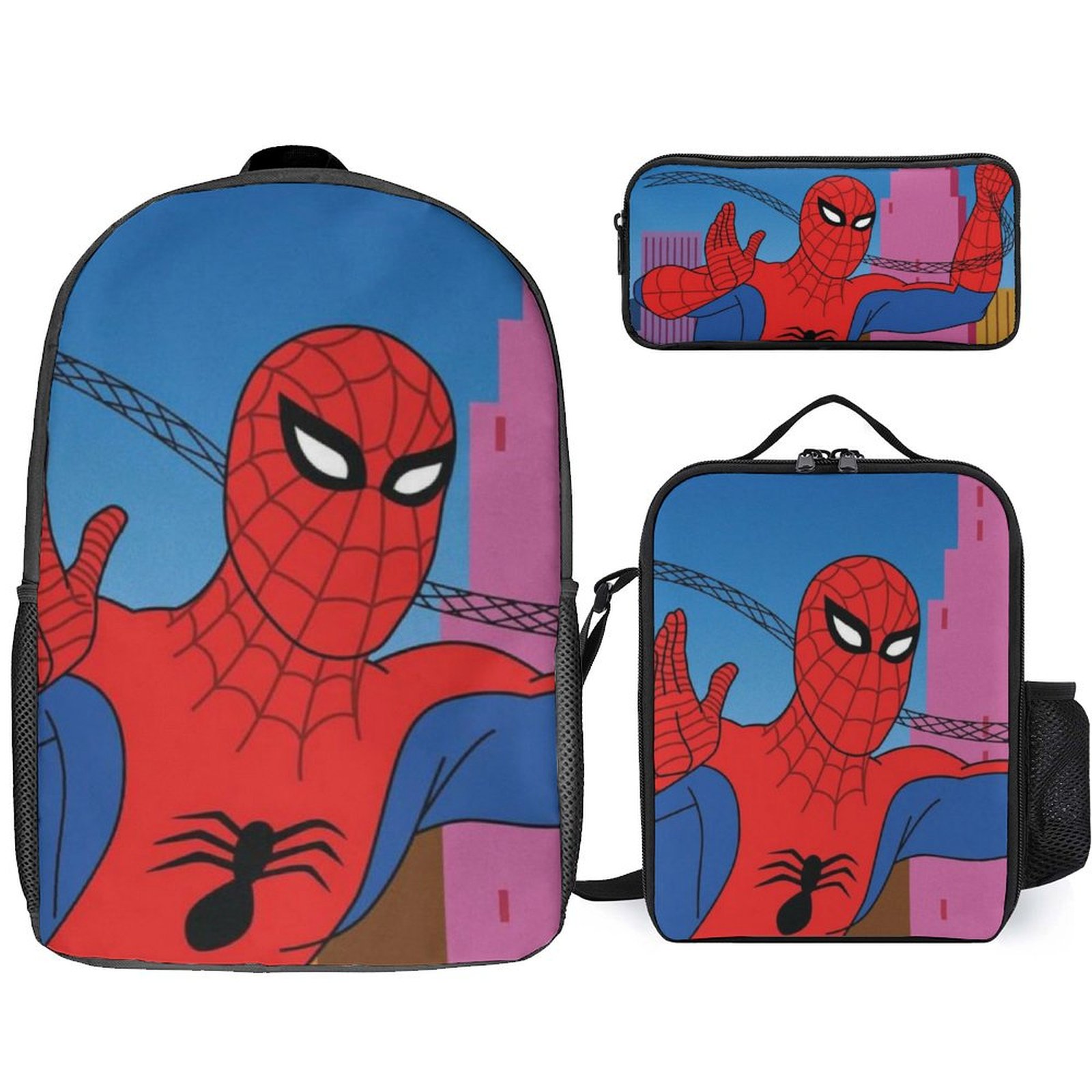 Sprider Man Cartoon Anime 3 Piece Backpack Lunch Bag & Pencil Case Set ...