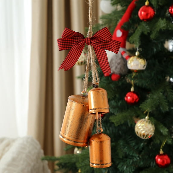 Sprifallbaby Christmas Bells, Bow Decorative Hanging Ornament Portable Christmas Tree Decor Party Favor