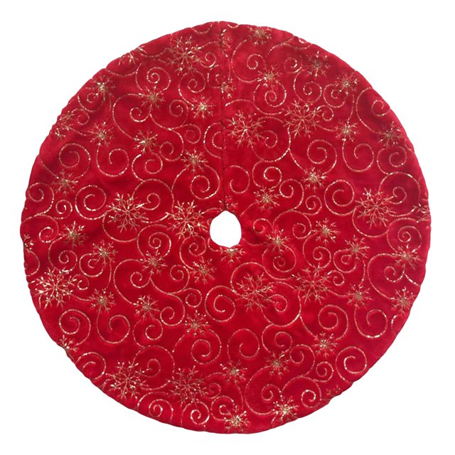 Sprifallbaby Christmas Tree Plush Skirt, Embroidery Curling Flower