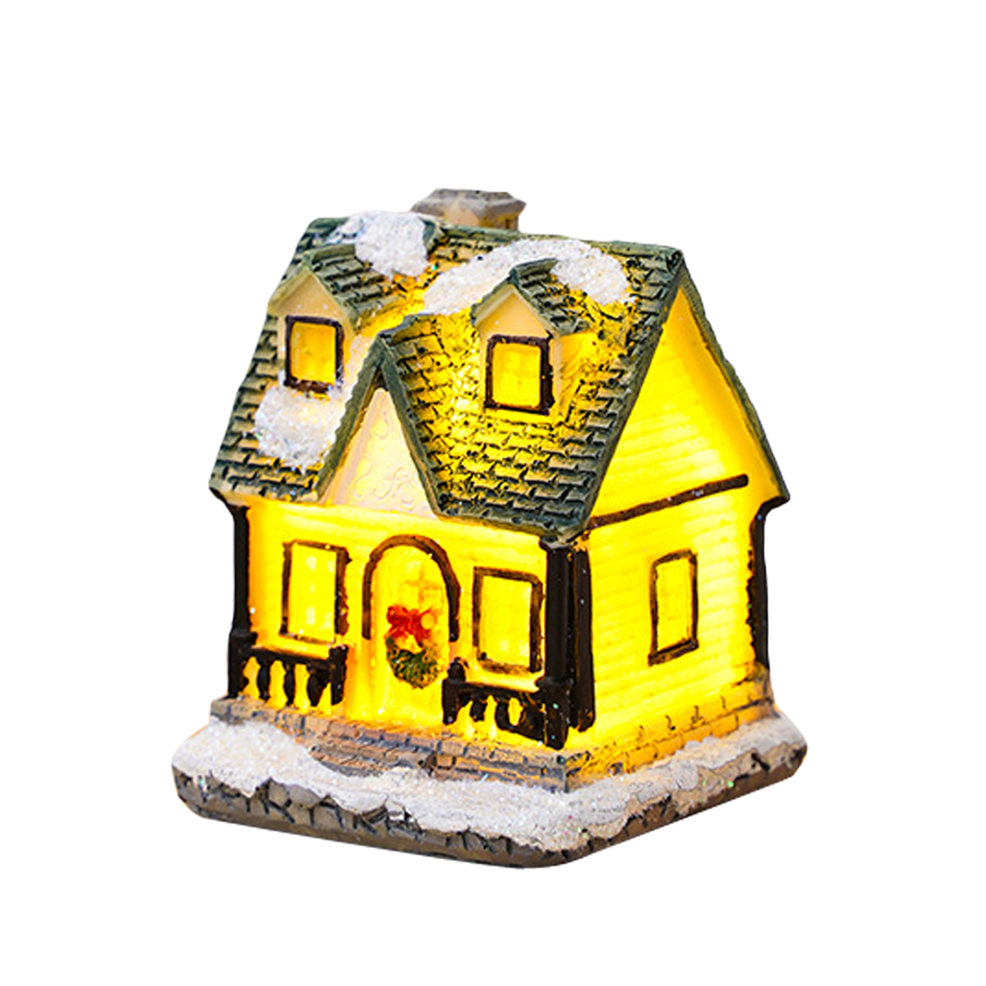 Sprifallbaby Christmas Village Houses LED Light Up Snow House Scene