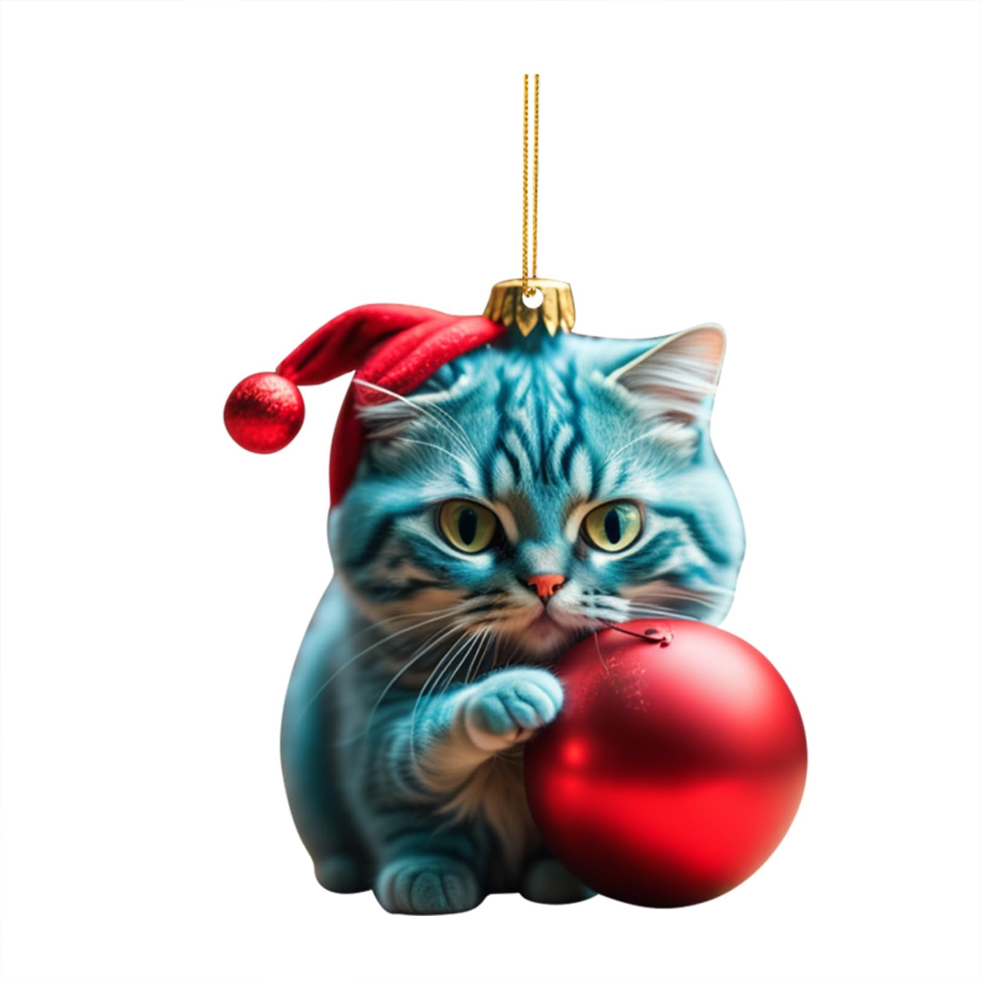 Sprifallbaby Cute Acrylic Cat Ornaments, Christmas Tree Hanging Pendant Living Room Decoration