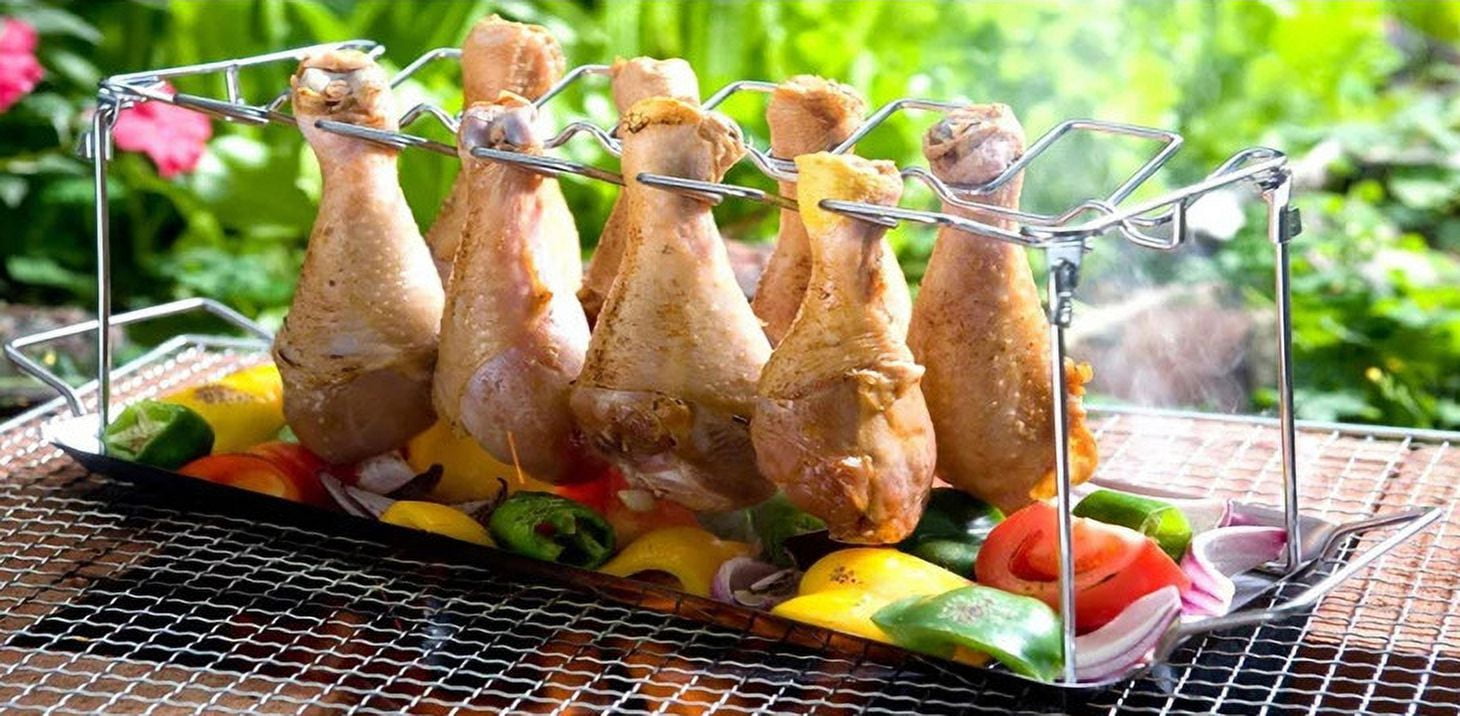 Sprifallbaby Foldable Vertical Roaster Chicken Holder Stainless Steel