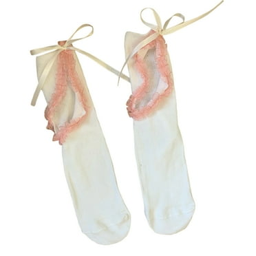 Sprifallbaby Summer Thin Socks for Women Girls, Contrast Frills Bowknot Cutout Breathable Lovely Socks