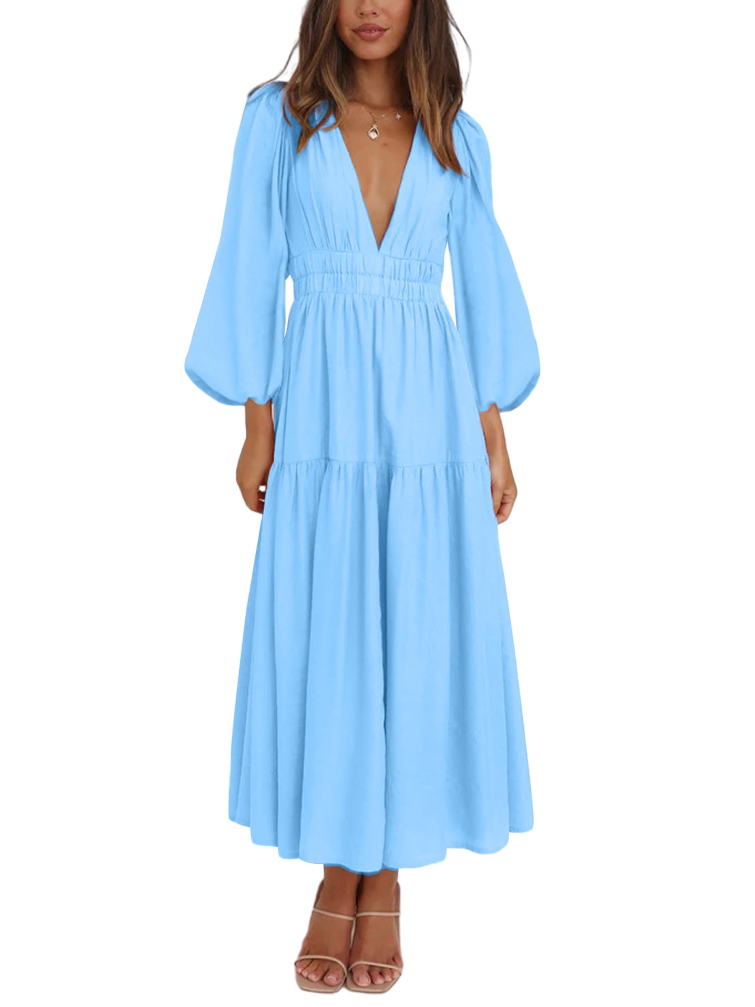 Hot Sale New Deep V Irregular Swing Dress Long Dress main image 0
