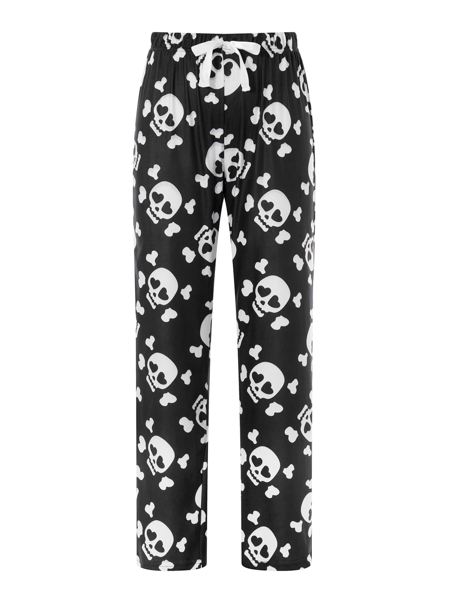Sprifallbaby Women's Fuzzy Pajama Pants Sleepwear Skull Print Elastic Waist  Long Pants Thickened Nightwear Lounge Bottoms