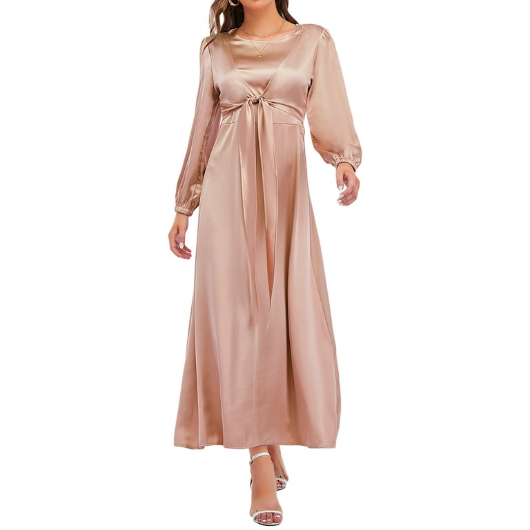Long Sleeved Tie With Solid Color Dress Long Sleeved Tie With Solid Color Dress