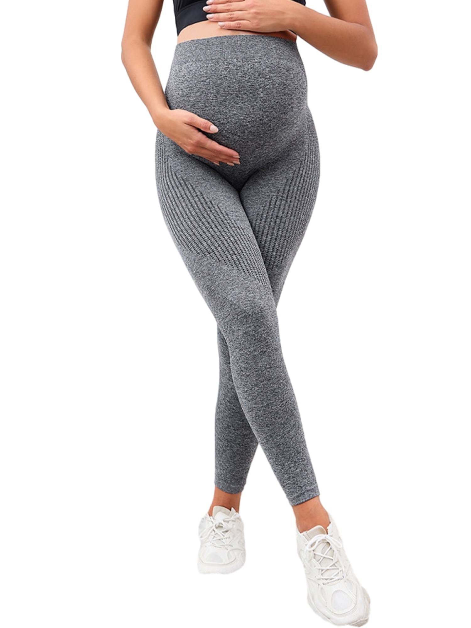Sprifallbaby Women's Maternity Workout Leggings Soft Knit Belly