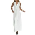 thumbnail image 1 of Sprifallbaby Womens Long Dresses Sleeveless V-neck Solid Slit Dress Summer Swing Dress for Casual Daily Office, 1 of 6