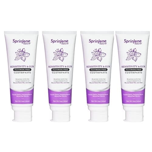 SprinJene Natural Sensitivity & Gum Fluoride Free Toothpaste, Pack of 4