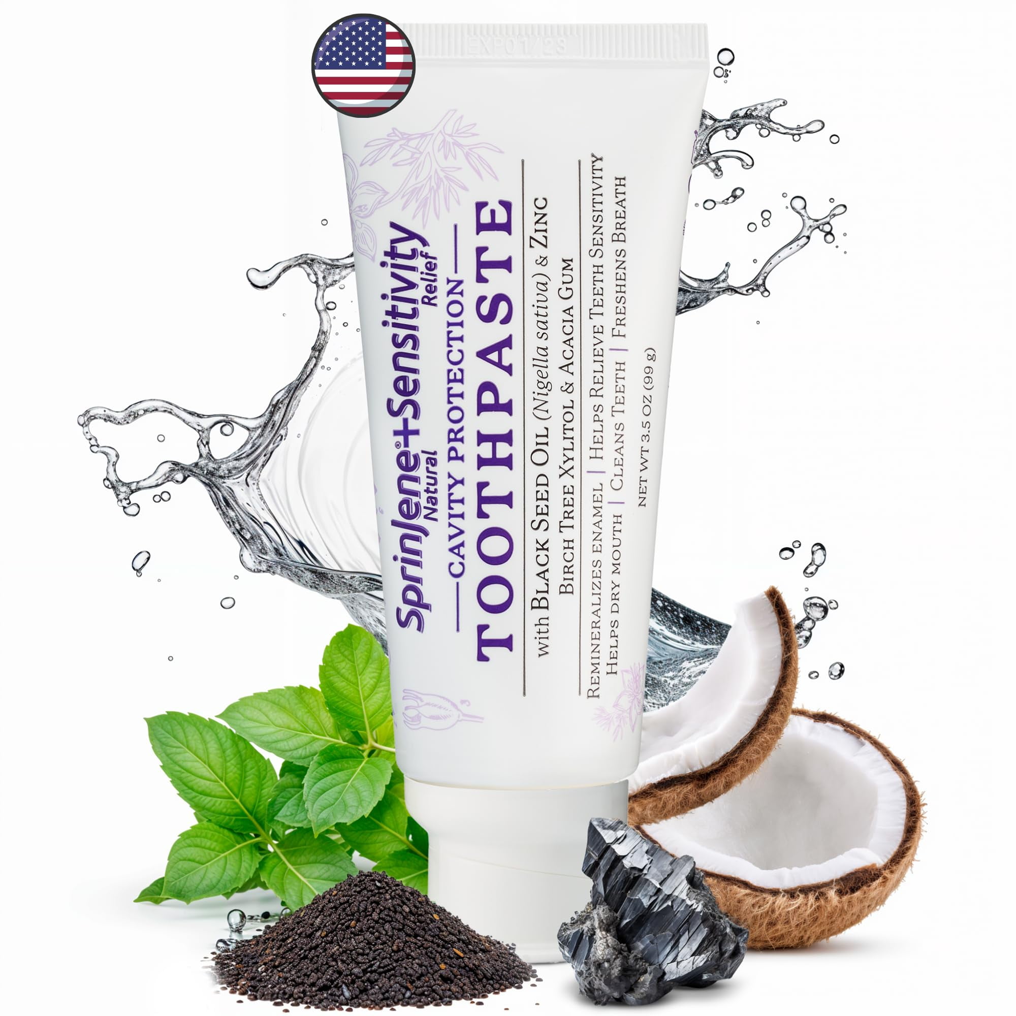 SprinJene Natural Sensitivity Relief, Fluoride Toothpaste for Sensitive ...