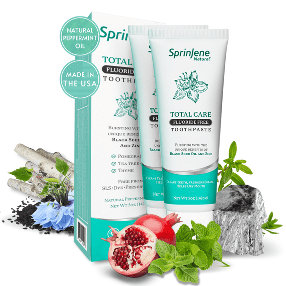 SprinJene Natural Total Care Fluoride Free Toothpaste, Pack of 2