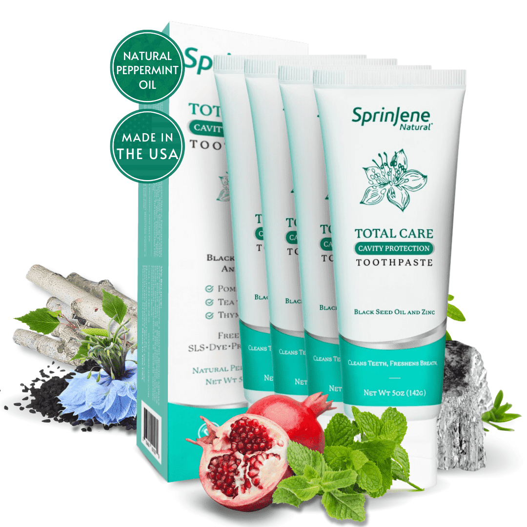 SprinJene Natural Total Care with Cavity Protection Toothpaste, Pack of 4