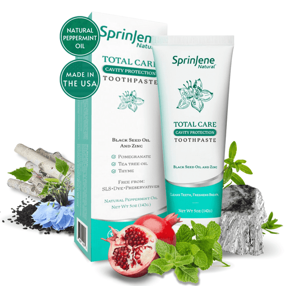 SprinJene Natural Total Care Cavity Protection Toothpaste, Peppermint, 5 oz