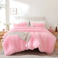 thumbnail image 1 of Sprinday 3-Piece Shaggy Plush Duvet Cover Set，King Size Pink Fuzzy Fluffy Bedding Set with 2 Pillow Shams，Zipper Closure, 1 of 8