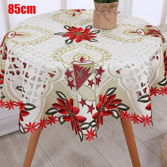 Spring 1 Pc Christmas Tablecloth Vintage Embroidered Floral Lace Dining Table Runner Rectangle Round Wedding Party Home Decor