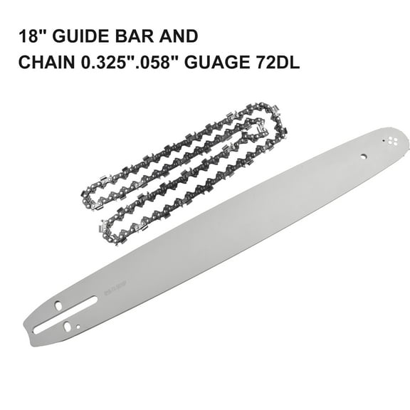 Spring 18 Chainsaw Guide Bar & Chain 0 325 Pitch 058 Guage 72DL Drive Links Compatible with For 62CC 58CC 52CC and Tarus