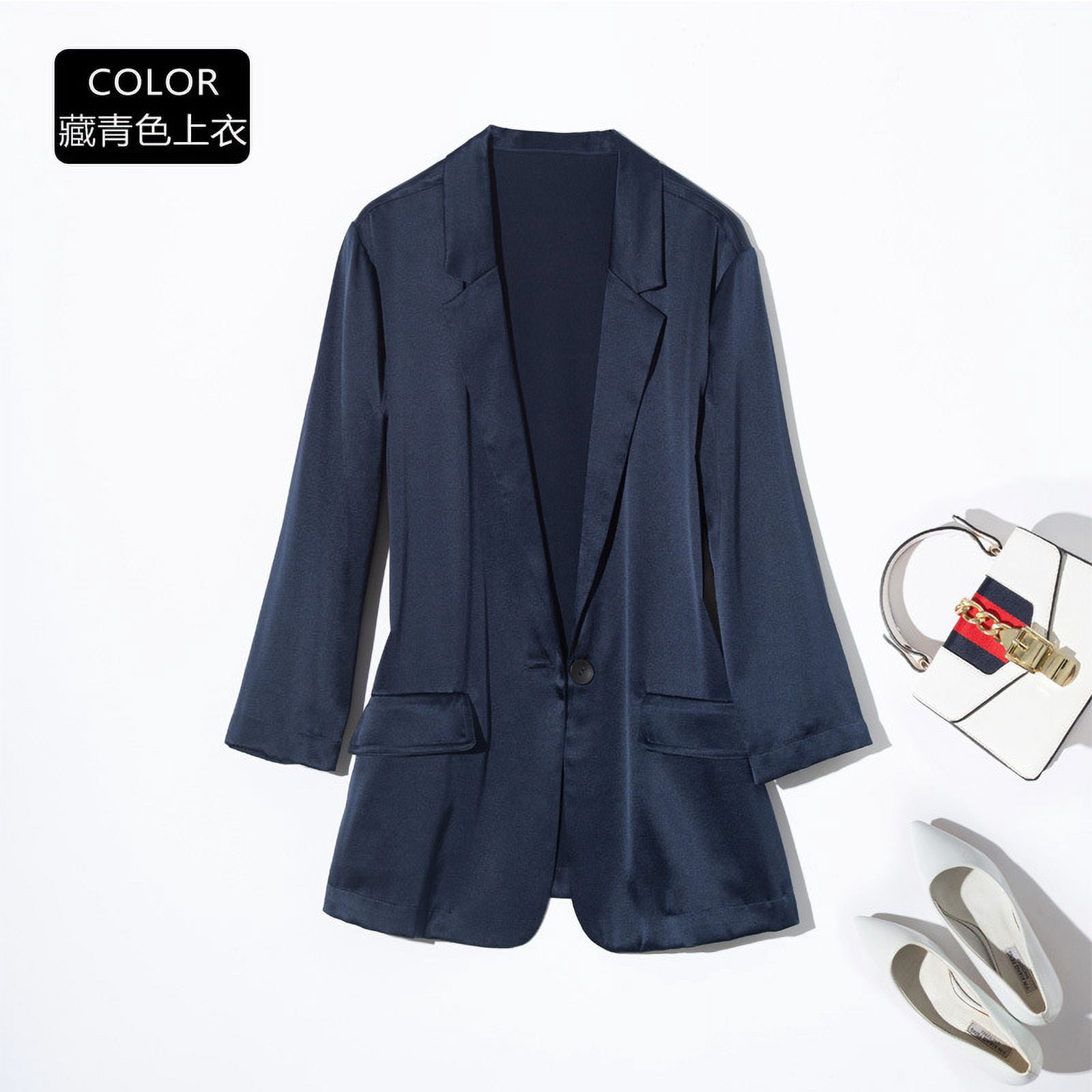 Spring 2024 suit silk suit women‘s threequarter sleeve top mulberry