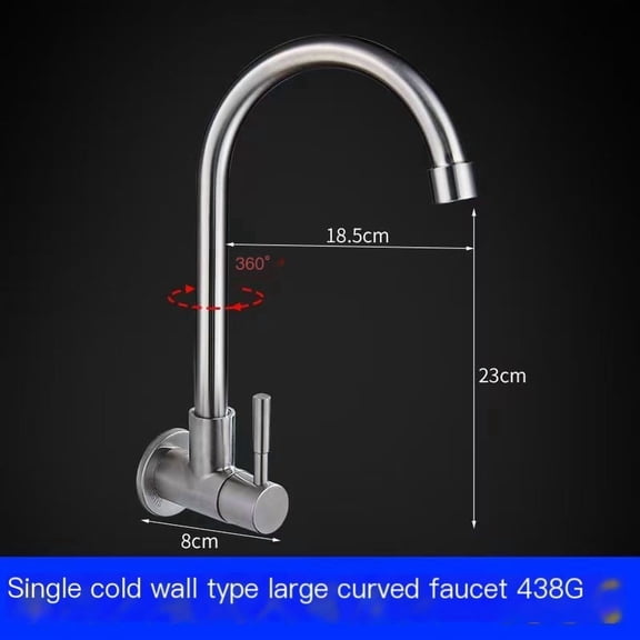 Spring 304 Stainless Steel Single Cold Water Tap Wall Mounted Kitchen Faucet for Sink