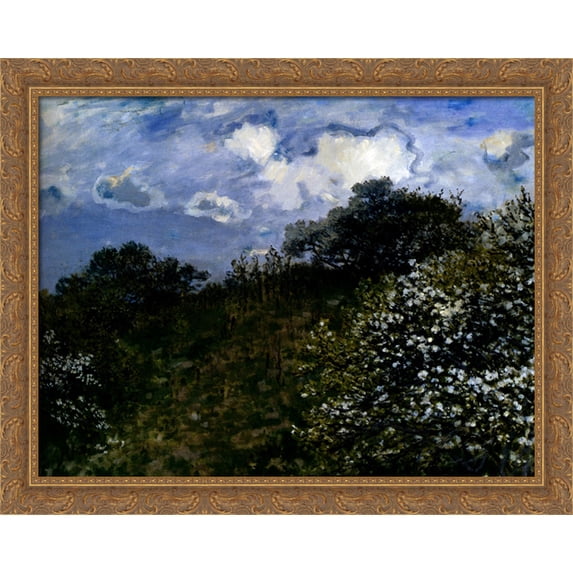 Spring 34x28 Large Gold Ornate Wood Framed Canvas Art by Claude Monet