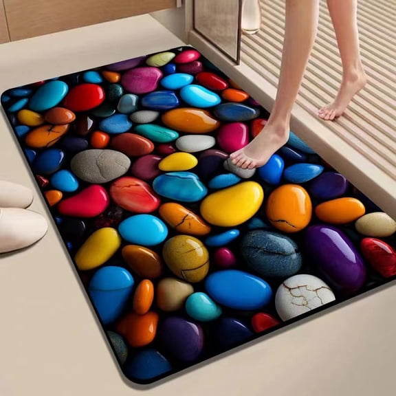 Spring 3D Pebble Design Diatom Mud Bath Mat: Absorbent, Non-Slip, and Stylish!
