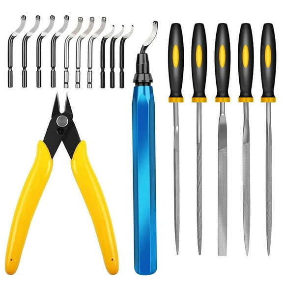 Spring 3D Print Deburring Tool Set with 5 Piece Needle Files and Flush Wire Cutters