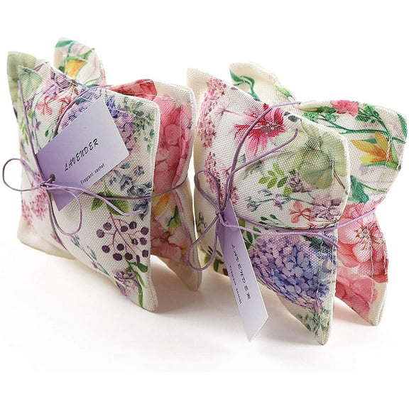Spring 4pcs Lavender Scented Sachet Bags for Drawers and Closets Decorations, Potpourri Packets for Women Clothes Storage, Spring Wedding Fragrance Pillow for Bedroom Indoor, Air Fresheners.