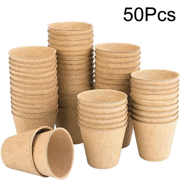 Spring 50Pcs 6/8cm Garden Round-Peat Pots Plant Seed-ling Starters Cups Nursery Herb-Seed Tray Planting Tools Ecofriendly Biodegradable
