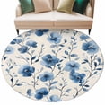 thumbnail image 1 of Spring Abstract Flower Round Area&nbsp;Rug 5ft Blue Flowers Watercolor Non-Slip&nbsp;Washable Circle Rugs Soft Felt Indoor Floor Mat for Bedroom Kitchen Living Room Bathroom, 1 of 9