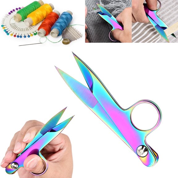 Spring-Action Thread Nippers, Sewing Scissors for Fabric Cutting, Sharp Knife Edge Stainless Steel Tailor Shears, Precision Snips & Seam Cutter for Sewing Supplies, Crafting (colorful)
