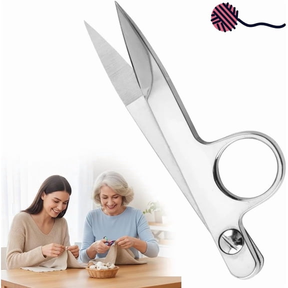Spring-Action Thread Nippers, Sewing Scissors for Fabric Cutting, Sharp Knife Edge Stainless Steel Tailor Shears, Precision Snips & Seam Cutter for Sewing Supplies, Crafting (1, silver)