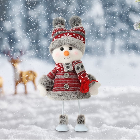 Spring-Action Wobbling Snowman Doll - Adorable Snowman with Santa Hat for Christmas Decor, Home Shelf, Mantel, Spring Design Makes It Wobble, Soft Material, Adds Holiday Ambiance, 11.81*6.69in, B