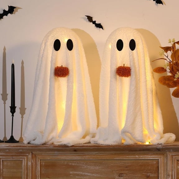 Spring Adorable 2-Pack Halloween specter Plush Decor with Lights Spooky & Cute! 2 pieces