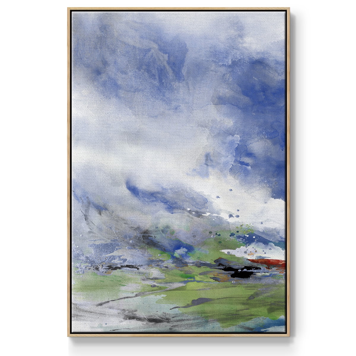 Spring Air I Framed Premium Gallery Wrapped Canvas - Ready to Hang - 27 x 41 - Natural Wood Floating Frame