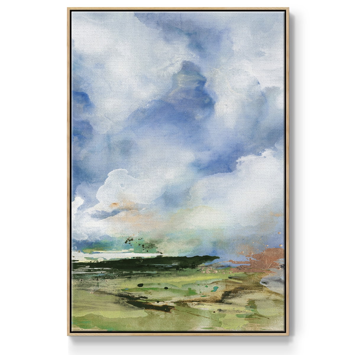 Spring Air II Framed Premium Gallery Wrapped Canvas - Ready to Hang - 27 x 41 - Natural Wood Floating Frame
