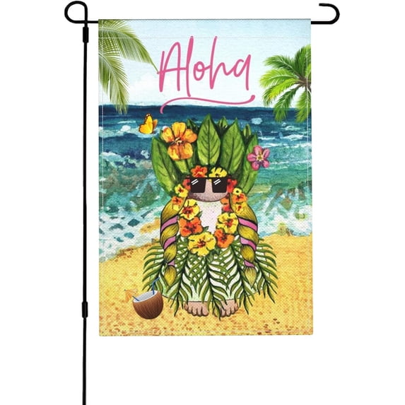 Spring Aloha Garden Flag,Gnome Garden Flag,Double Sided,Beach Flag,Hawaii Yard Flags,Summer Garden Flag,Welcome Flag,Housewarming Gift
