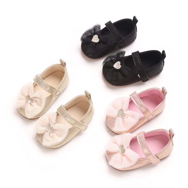 Spring And Autumn Bow Female Baby French Flat Princess Shoes 0-1 Year Old Girls Anti Slip Breathable Soft Sole Baby's First Walking Shoes