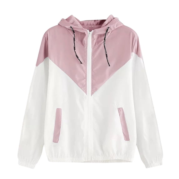 Spring And Autumn Fashion Hooded Two-Color Windbreaker Zipper Sweatshirts Pocket Long-Sleeved Light Jacket