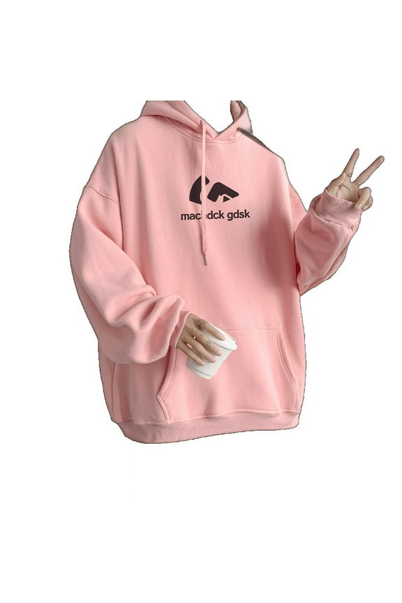 Spring And Autumn Hong Kong Style Heavyweight Hooded Sweatshirt Men'S Trendy Loose Versatile Jacket Pink S