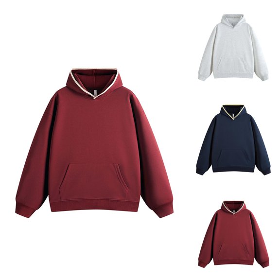 Spring And Autumn Men's Thin Hooded Sweatshirt Bottom Drop Shoulder Shirt Solid Color Tops Men Cotton Fleece Hooded Sweatshirt