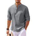 thumbnail image 1 of Spring And Autumn New Men's Shirt Long Sleeve Stand Collar Open Button Pineapple Plaid Waffle Shirt Men's Casual Shirt Top, 1 of 6