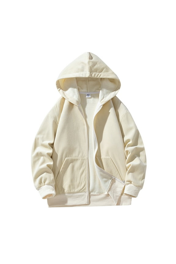 Spring And Autumn New Solid Color 3D Twill Integrated Velvet Hooded Men's Casual Loose Jacket Jacket