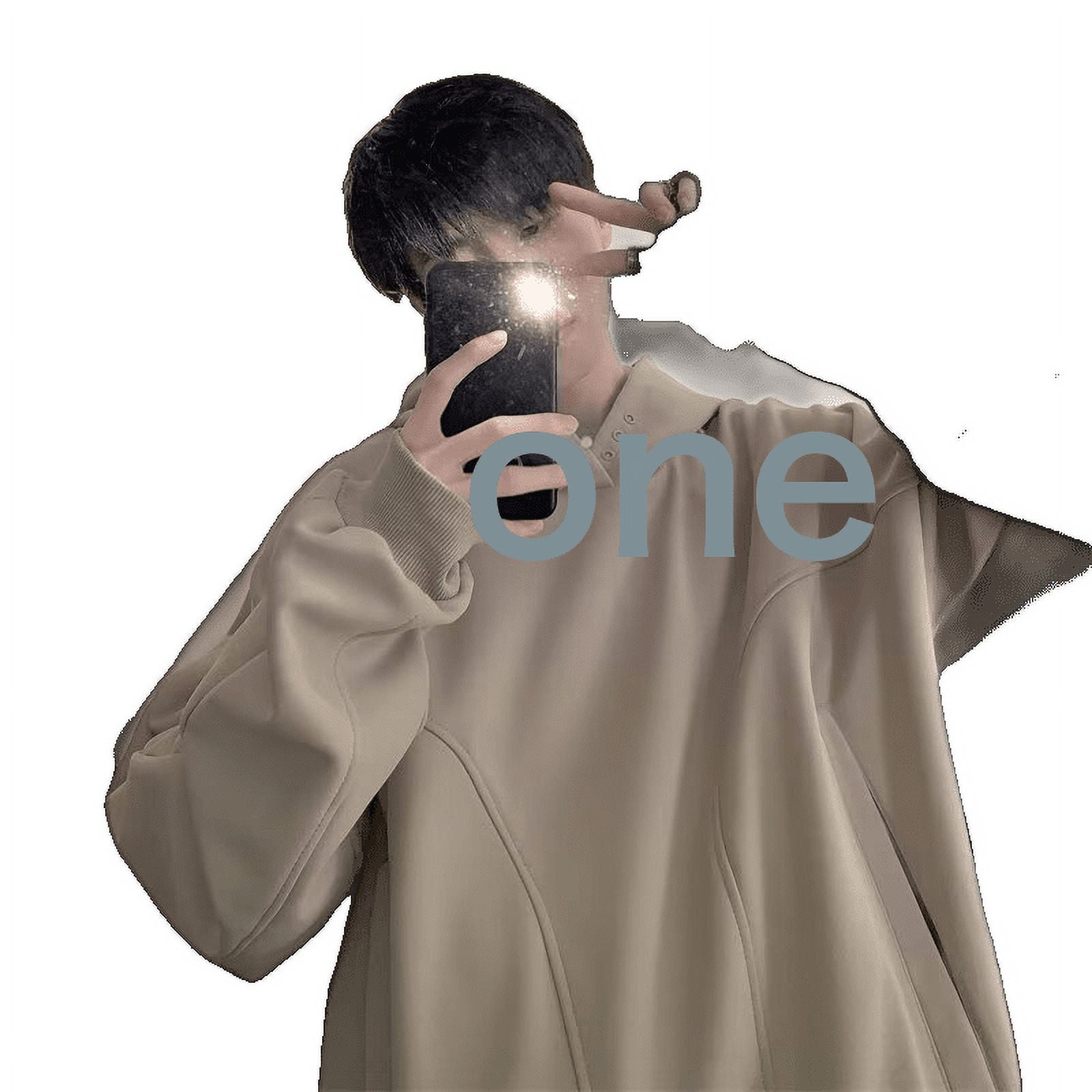Spring And Autumn Trendy Brand Buttoned And Velvet Hooded Loose Casual Sweater Coffee 2Xl