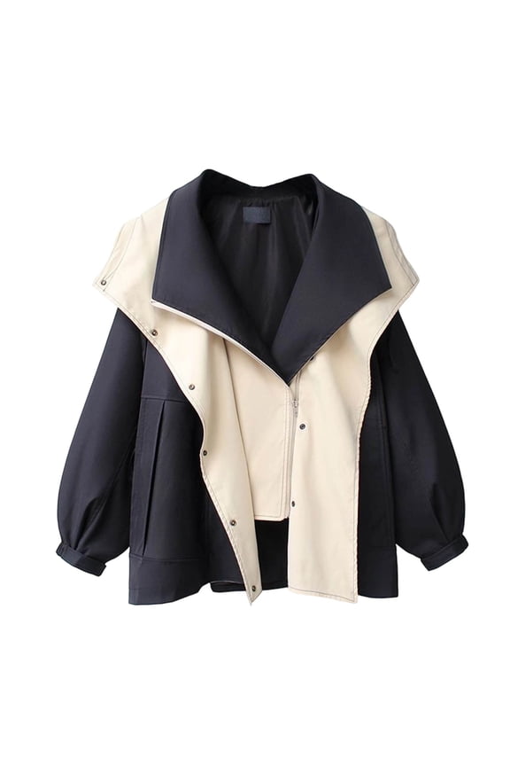 Spring And Autumn Women's Mid-Length Trench Coat Hooded Zipper Loose Jacket Korean Version Fashion