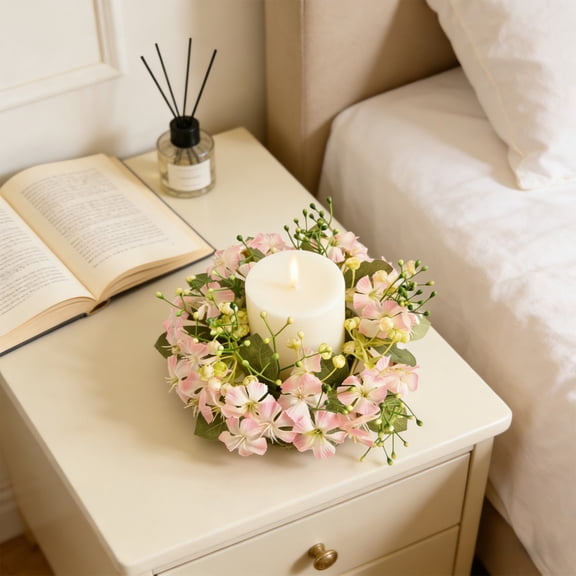 Spring And Summer Artificial Flower Garlands Mini Floral Wedding Candle Ring Wedding Wreath Table Centerpiece Party Home Door Decoration W