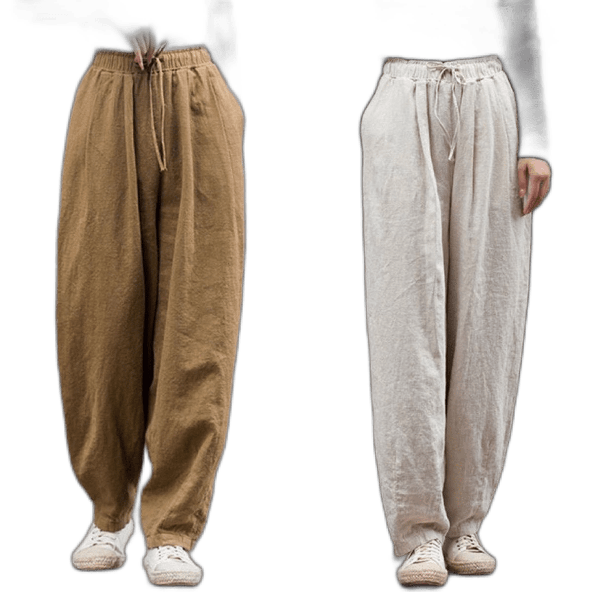 Spring And Summer Cotton And Linen Pants Men'S And Women'S Loose