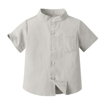 Spring And Summer Cute Print Boys Hort Sleeve Stand-up Collar Blouse Boys Bodysuit T-Shirt Cotton Smiles Boys Kids Toddler Fourth of July