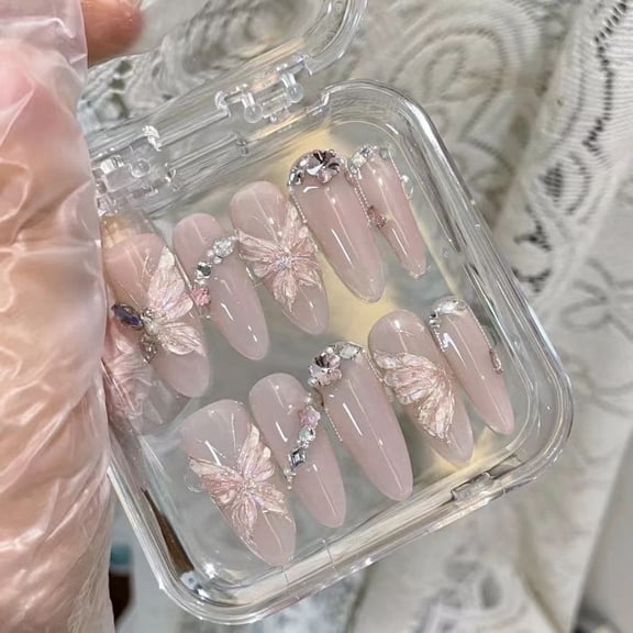 Spring And Summer Ice Transparent Three-dimensional Butterfly Carved Wear Nail
