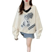 Spring And Summer Tops Casual Versatile Concealment Bear Sweater Female Tide